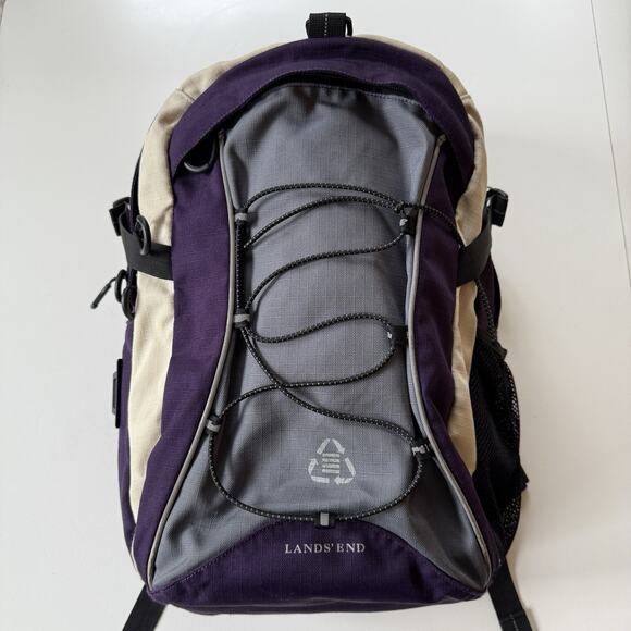 Lands’ End Backpack Purple Gray Tan Outdoor School Hiking Travel Bag 11x16" - Picture 1 of 13